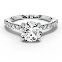 1ct Round Petal Pavé Solitaire Ring
