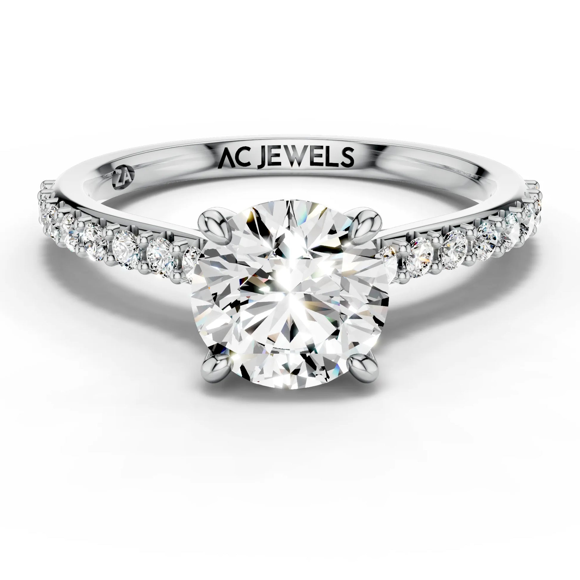 1ct Round Petal Pavé Solitaire Ring