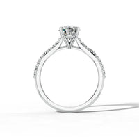 1ct Round Petal Pavé Solitaire Ring