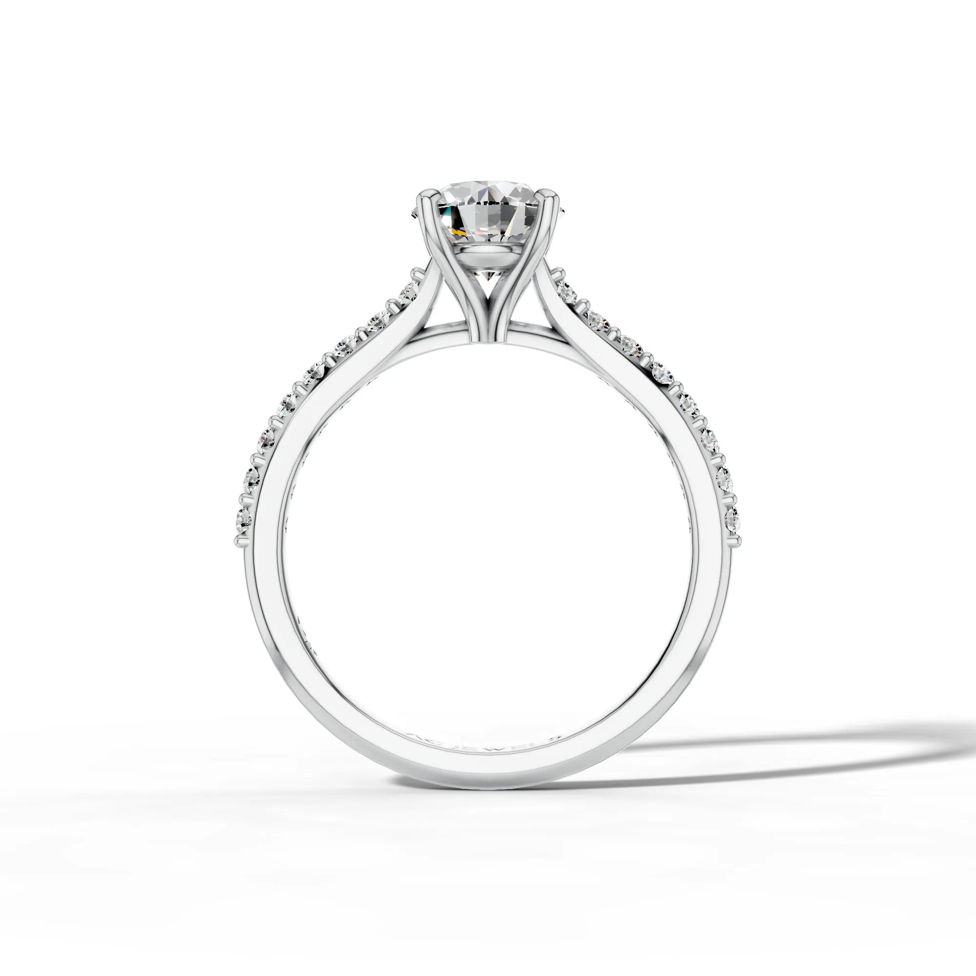 1ct Round Petal Pavé Solitaire Ring