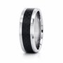 8mm Bevelled Edge Carbon Fibre Tungsten Ring