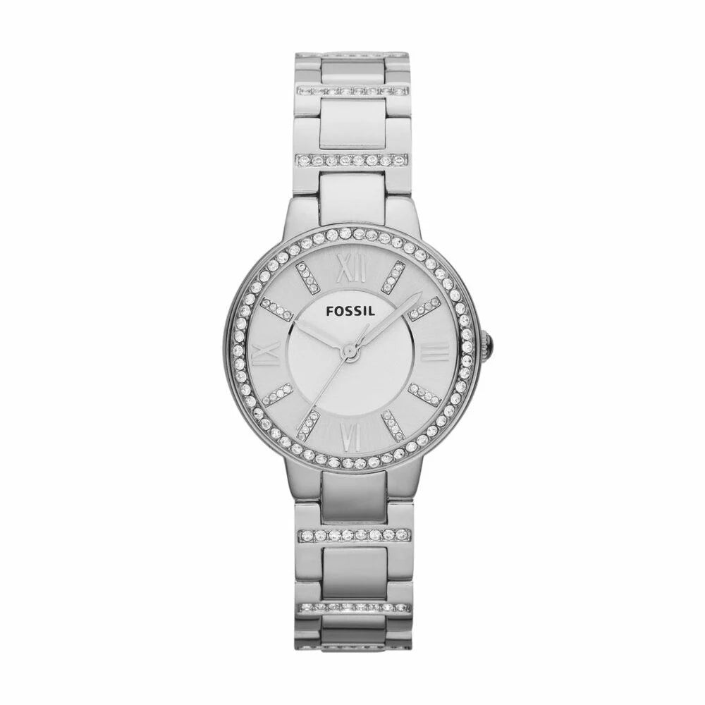 Fossil Women’s Virginia Silver/Steel Round Stainless Steel Watch – ES3282