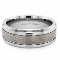 8mm Tungsten Silver Brushed Flat Bevel Groove Band