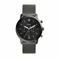 Fossil Men's Neutra Chrono Smoke Round Stainless Steel Mesh Watch - FS5699