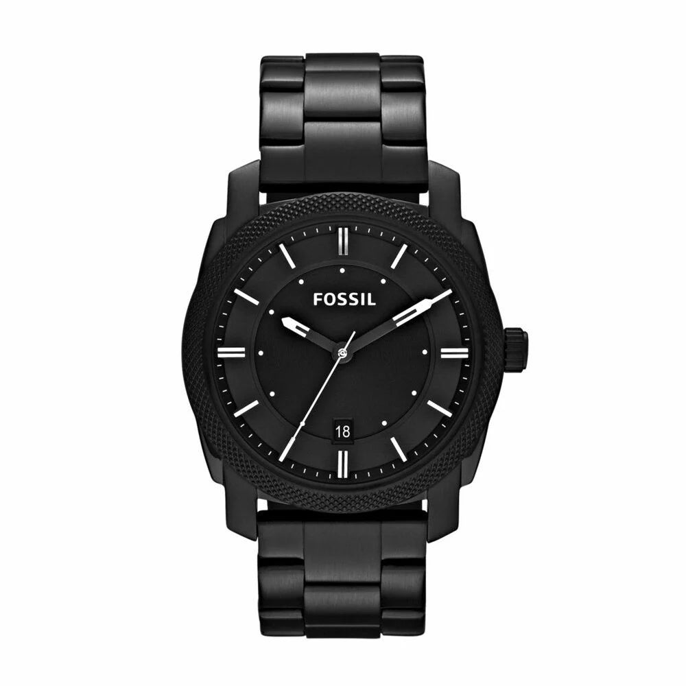 Fossil Men's Machine Black Round Stainless Steel Watch - FS4775