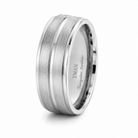 8mm Tungsten Silver Brushed Flat Step Groove Band