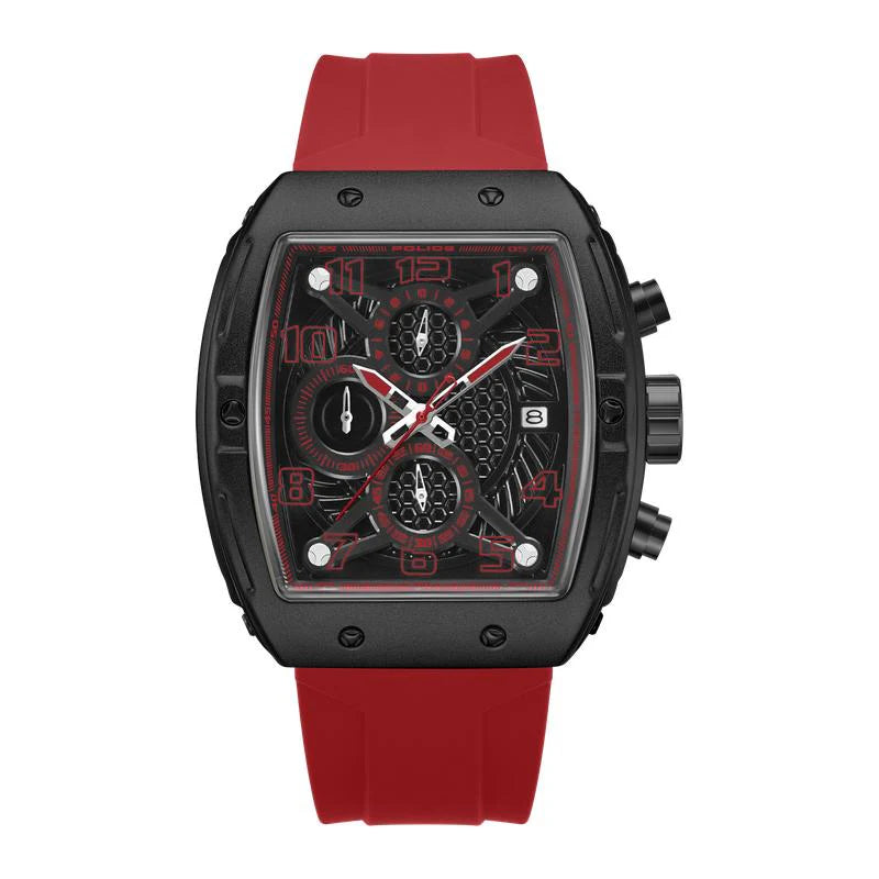 Police Watch with Red Silicone Strap PEWGO0063105