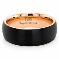 8mm Tungsten Black & Rose Gold Dome Brushed Band – 8mm
