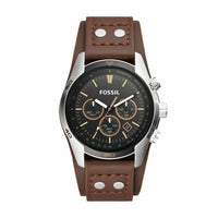 Fossil Men's Coachman Silver/Steel Round Leather Watch - CH2891