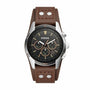 Fossil Men's Coachman Silver/Steel Round Leather Watch - CH2891