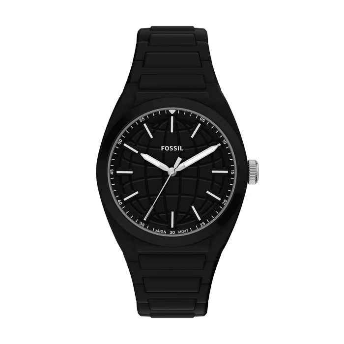 Fossil Men's Everett Black Silicone Men's Watch FS6175