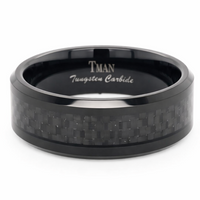 8mm Black Tungsten Carbon Fibre Ring