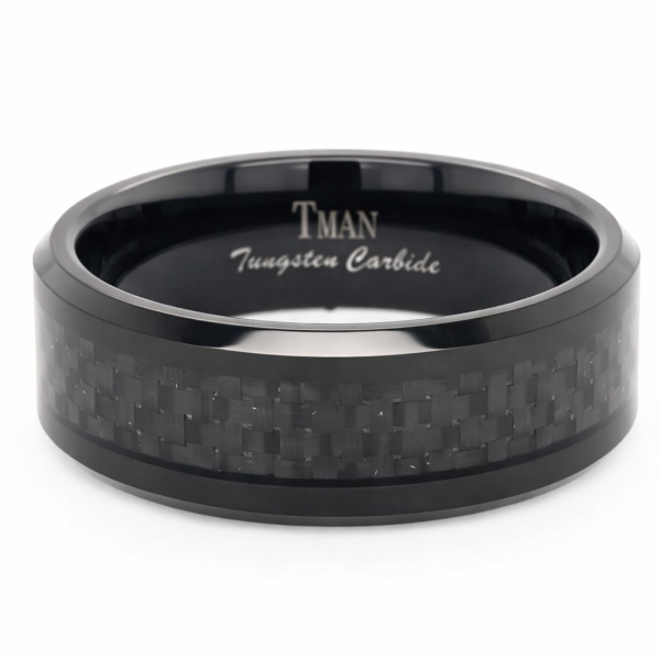 8mm Black Tungsten Carbon Fibre Ring