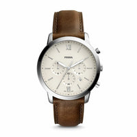 Fossil Men's Neutra Chrono Silver Round Leather Watch FS5380