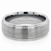 8mm Tungsten Silver Flat Brushed Step Band