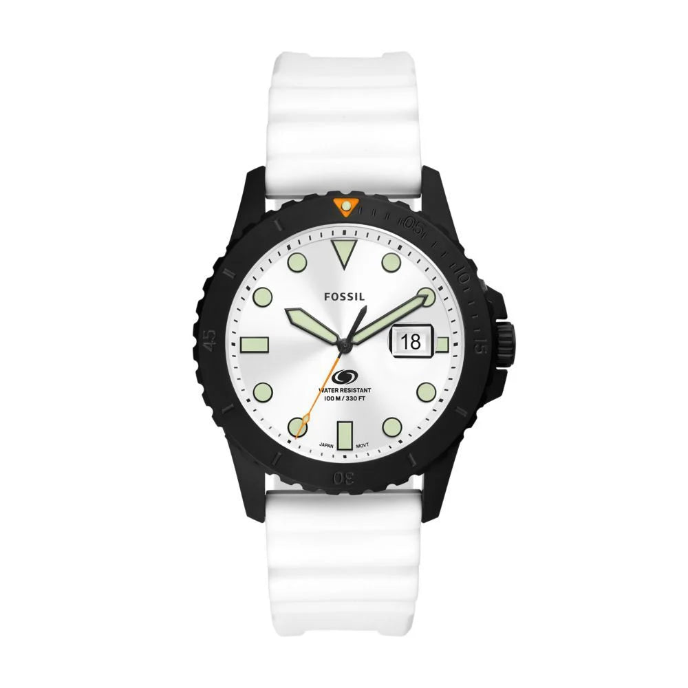 Fossil Men's Blue Three-Hand Date White Silicone Watch - FS5999