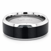8mm Black Flat Brushed Bevel Edge Tungsten Ring