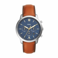 Fossil Men's Neutra Chrono Silver Round Leather Watch FS5453