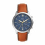 Fossil Men's Neutra Chrono Silver Round Leather Watch FS5453