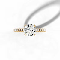 1ct Round Petal Pavé Solitaire Ring
