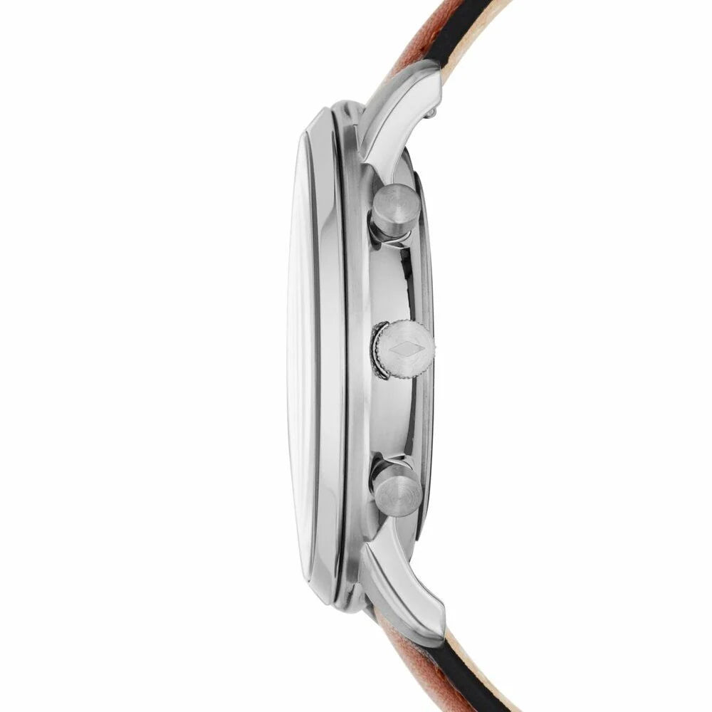 Fossil Men's Neutra Chrono Silver Round Leather Watch FS5453