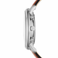 Fossil Men's Neutra Chrono Silver Round Leather Watch FS5453