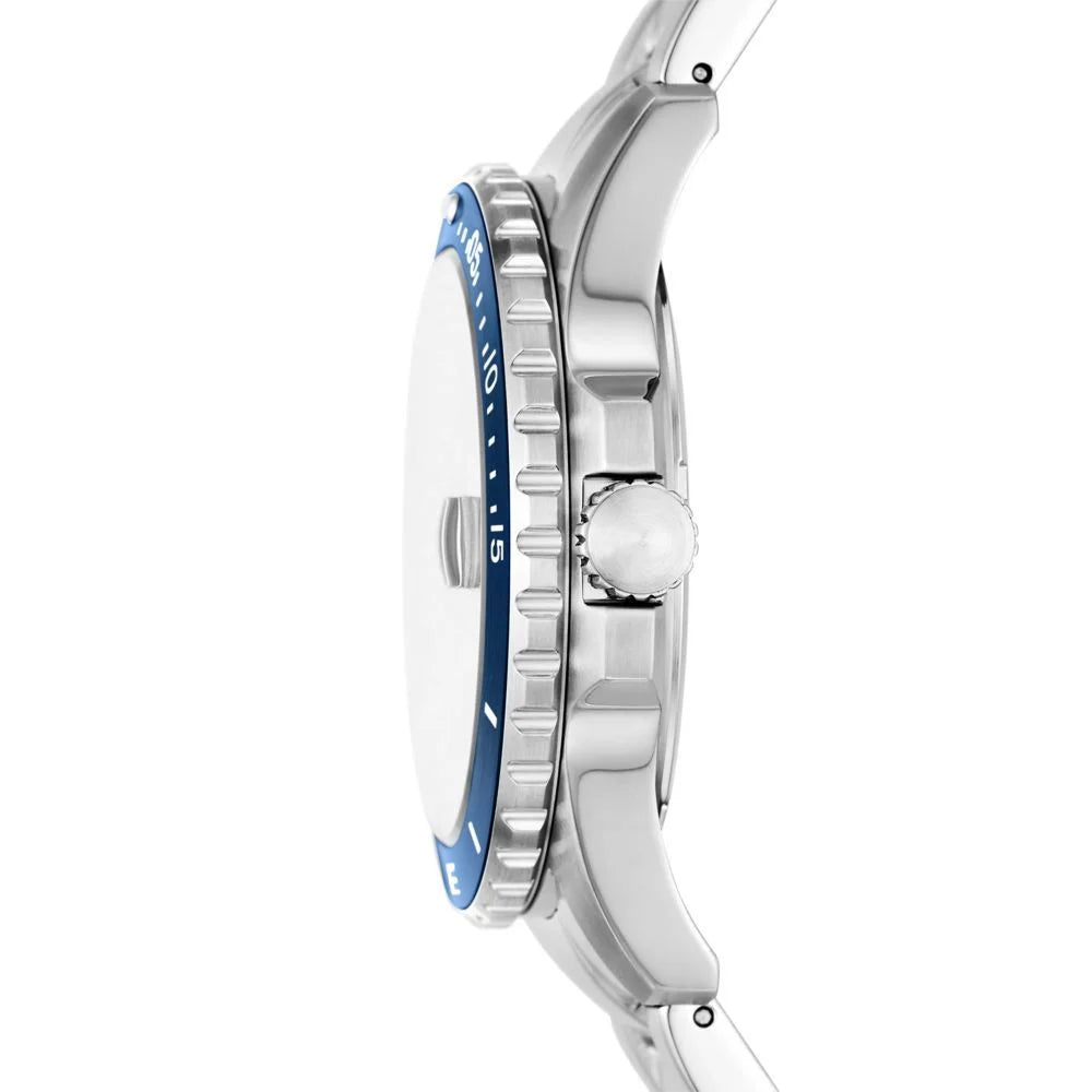 Fossil Men Blue Dive Three-Hand Date Stainless Steel Watch- FS6029