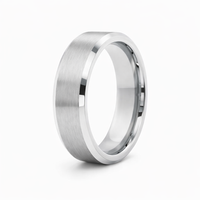 6mm Tungsten Flat Brushed Beveled Band