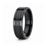 8mm Black Tungsten Carbon Fibre Ring
