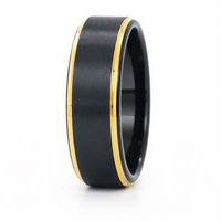 8mm Tungsten Black & Rose Gold Flat Brushed Step Band