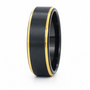 8mm Tungsten Black & Rose Gold Flat Brushed Step Band