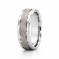 8mm Tungsten Silver Brushed Flat Bevel Groove Band