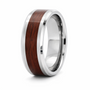 8mm Tungsten Wood Flat Polished Bevel Ring