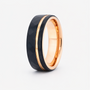 8mm Tungsten Black & Rose Gold Faceted Flat Groove Ring