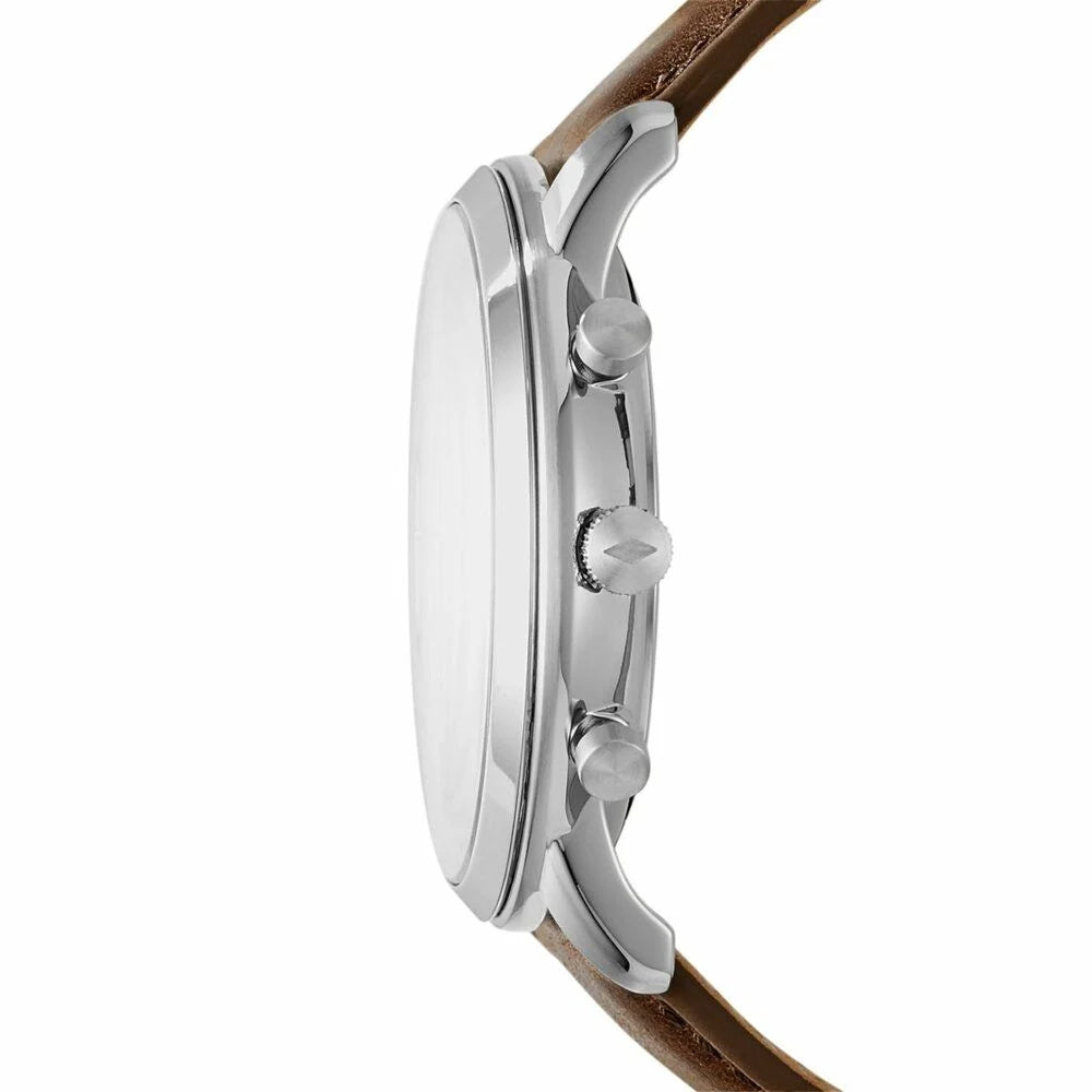 Fossil Men's Neutra Chrono Silver Round Leather Watch FS5380