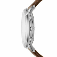 Fossil Men's Neutra Chrono Silver Round Leather Watch FS5380