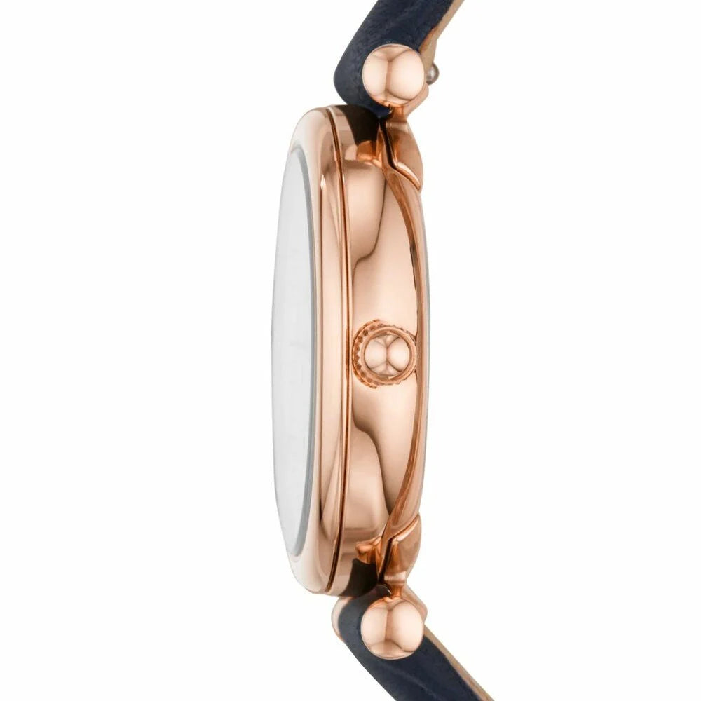 Fossil Women's Carlie Rose Gold Round Leather Watch - ES4502