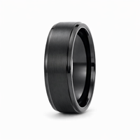 8mm Black Step-Cut Brushed Tungsten Ring