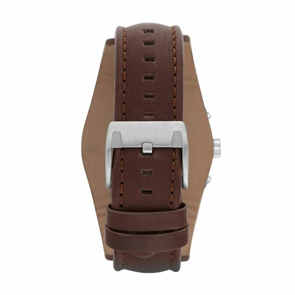 Fossil Men's Coachman Silver/Steel Round Leather Watch - CH2891