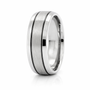 8mm Black Groove Dome Brushed Tungsten Ring