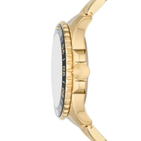 Fossil Men's Blue GMT Gold-Tone Stainless Steel Watch - FS5990