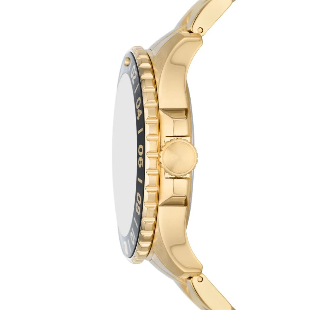 Fossil Men's Blue GMT Gold-Tone Stainless Steel Watch - FS5990