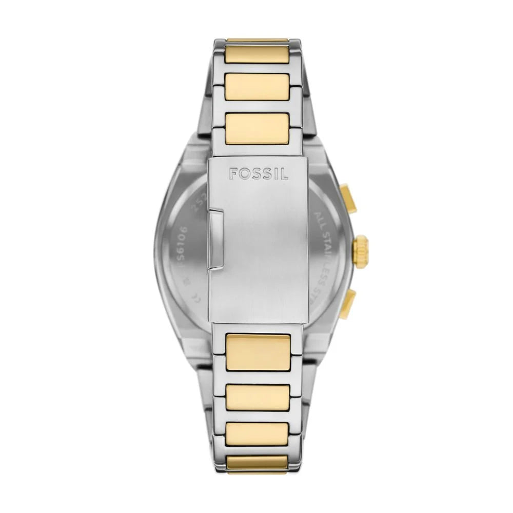 Fossil Everett Green Dial Two Tone Stainless Steel Chronograph Watch FS6106