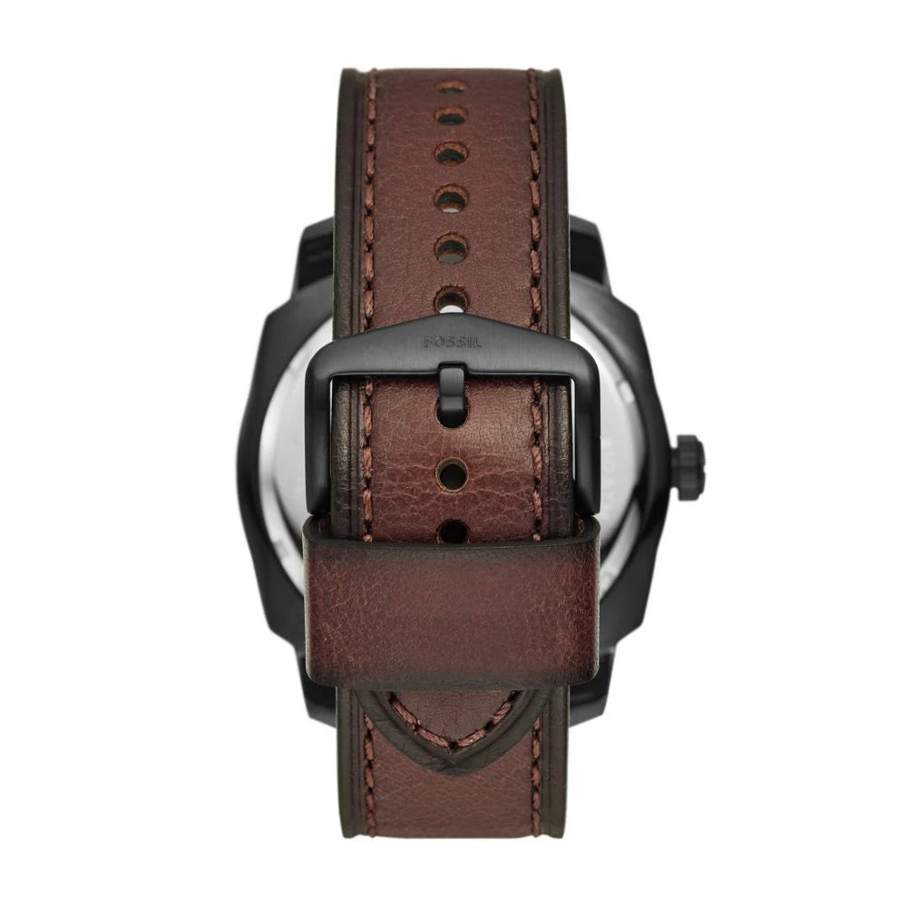 Fossil Men's Machine Three-Hand Date Dark Brown Eco Leather Watch - FS5972