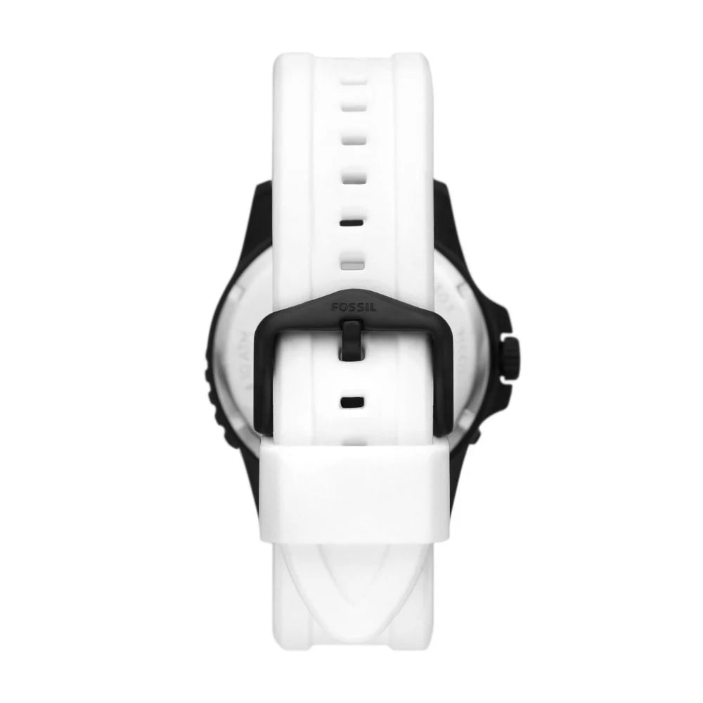 Fossil Men's Blue Three-Hand Date White Silicone Watch - FS5999