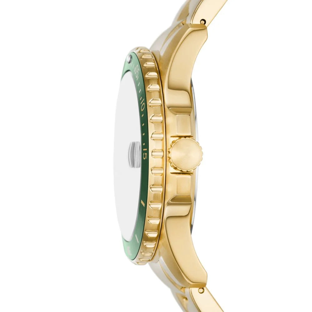 Fossil Men's Fossil Blue Dive Three-Hand Date, Gold-Tone Stainless Steel Watch - FS6030