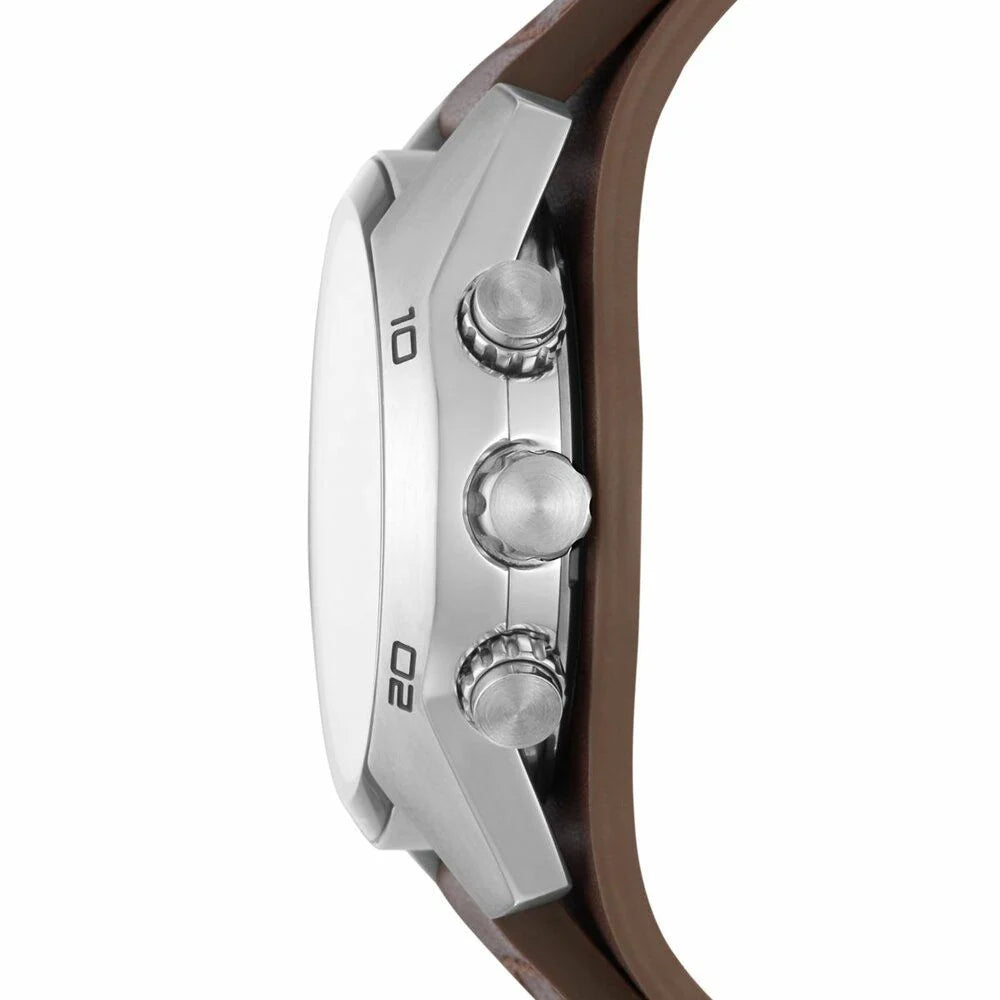 Fossil Men's Coachman Silver/Steel Round Leather Watch - CH2891