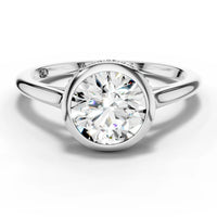1ct Round Hidden Halo Bezel Ring