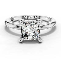 1ct Princess Hidden Halo Ring