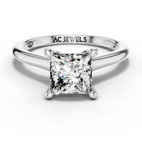 1ct Princess Cathedral Solitaire Ring